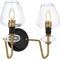 Elstead Lighting LED Wandlamp Armand | 2X E14 Max 40W | Aged Brass Plated & Charcoal Black Paint