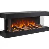 Xaralyn Elektrische wandkachel - Model 90SB - zwart, houtlook - 1400 Watt verwarming - met afstandsbediening - elektrische kachel met zicht aan 3 zijden - decoratieve kachel