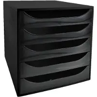 Exacompta ECOBOX ladebox zwart, 5 open laden voor A4/A4+, geruisloos uittrekbaar met veiligheidsstop, compact