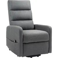 HOMCOM TV-relaxfauteuil met elektrisch hefsysteem, relaxfauteuil met pocketveren, voetenbank, tv-relaxfauteuil met zijvak, afstandsbediening en linnenlook, donkergrijs