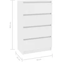 vidaXL Dressoir 60x35x98,5 cm bewerkt hout wit