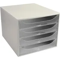 Exacompta ECOBOX ladebox 4 laden kristal, A4/A4+, open front, stil, veiligheidsstop