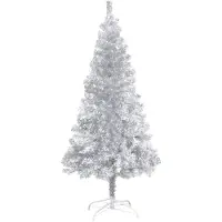 vidaXL Kunstkerstboom met standaard 150 cm PET zilverkleurig