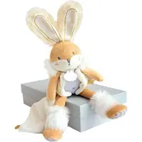 Doudou et Compagnie DC3485 KONIJN SUGAR wit - Knuffel met deken, beige