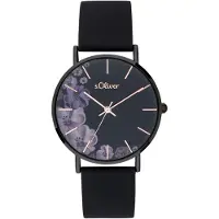 s.Oliver dameshorloge - Rond - Zwart - 18 mm - Elegant dameshorloge van metaal met quartz uurwerk