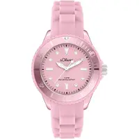 s.Oliver dameshorloge - Rond - Roze - 38 mm - Elegant dameshorloge van kunststof met quartz uurwerk