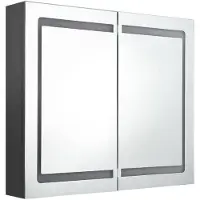 vidaXL LED-spiegelschaaf voor de badkamer, grijs, 80x12x68 cm