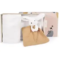 Doudou et Compagnie - Knuffeldoekje & Dekentje - Konijntje - Happy Wild - 100 x 70 cm - 0m+
