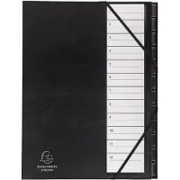 Exacompta Sorteermap Ordonator met genummerde plastic ruiters - 1 tot 12 - Zwart - 625665E