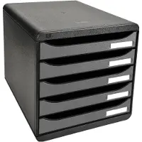 Exacompta Big Box Plus Metallic Zilver, 5 open laden A4/A4+/24x32, geruisloos, veiligheidsstop, stapelbaar