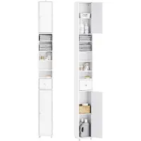 SoBuy Hoge Smalle Badkamerkast BZR34-II-W – Vrijstaand – Wit – 20 x 20 x 180 cm