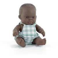 Miniland baby pop, Afrikaans jongetje, 21 cm, educatief speelgoed