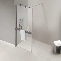 FortiFura Galeria handdoekrek voor inloopdouche - klemmen - 140cm - inkortbaar - geborsteld gunmetal (antraciet) SW1212778