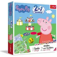 Trefl Peppa Pig 2-in-1 Ludo & Snelspel, bordspel, geschikt voor het gezin, vanaf 3 jaar