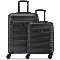 Delsey Meteor-kofferset met 4 wielen, maten S en M, met uitbreidingsplooi zwart