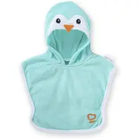 Corolle badcape babypop pinguin 36cm - poppenaccessoire blauw.