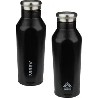Abbey camp Drinkfles - Dubbelwandig - 350 ml - Zwart - Roestvrijstaal