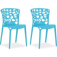 Homestyle4u Tuinstoelen - Set van 2 - Balkonstoel - Stapelstoelen - Blauw - kunststof