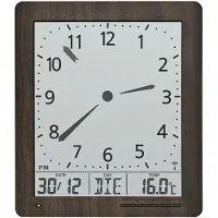 AMS funkwandklok, radio-gestuurde klok met analoge tijdweergave en digitale weergave van tijd, datum, dag van de week en temperatuur, 21x24x3 cm, 5893