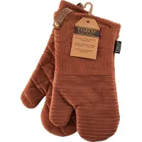 Tiseco ovenwant set van 2 cognac - 17 x 33 cm - antislip siliconenstrepen