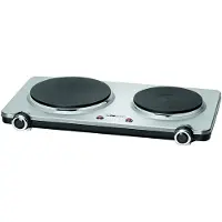 Clatronic RVS dubbele kookplaat | Kookplaat met 2 kookzones | 2500W | Elektrische kookplaat met "cool-touch" handgrepen | Kookzones met oververwarmingsbeveiliging | DKP 3668 E