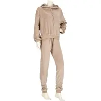 Apollo Huispak Dames Effen Donker Beige Fleece - Loungewear - Maat L/XL
