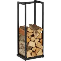 Relaxdays brandhoutrek binnen - 91 cm - hoog - haardhoutrek - hout opbergen - stapelen