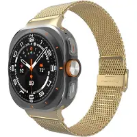 Cazy horlogebandje geschikt voor Samsung Galaxy Watch Bandje (Silksteel) - Smartwatchbandjes - Universeel bandje geschikt voor Samsung Galaxy Watch Ultra (2024 / 2025) - Goud
