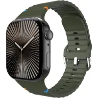 Cazy horlogebandje geschikt voor Apple Watch Bandje (ActiveFlex) - Smartwatchbandjes - Universeel bandje geschikt voor Apple 38/40/41/42 mm - Khaki