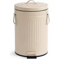 Relaxdays Vuilnisbak, 12 liter, geschikt voor keuken of badkamer, met uitneembaar binnenbakje, voetpedaal, soft-close deksel, metaal, trapppedaalvuilnisbak, beige