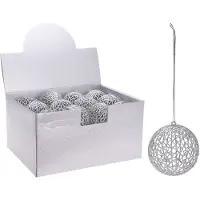 Nampook 5 stuks! Kerstbal met glitter 9 cm zilve