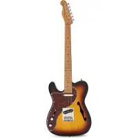 Fazley Sunset Series Tortoise 3-Color Sunburst Left-Handed linkshandige semi-akoestische gitaar met gigbag