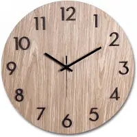 Sensahome Wandklok Florence – Moderne ronde klok met cijfers – Scandinavisch design met hout – Ø38 cm – Bruin