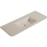 Wiesbaden Wastafel Laro 120x48x1,5 cm Met 1 Kraangat Ronde Hoeken Solid Surface Beige