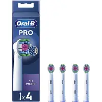 Braun | Vervangbare opzetborstels | EB18-4 3D White Pro | Opzetborstels | Voor volwassenen | Aantal borstels in de verpakking: 4 | Wit