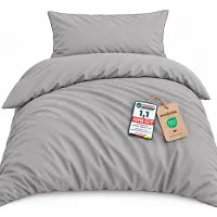 Komfortec Premium Dekbedovertrek 135x200 cm + Kussensloop 40x80 cm - 100% Microvezel - 90 g/m² - 2-Delige Superzachte Beddengoedset - met Rits - Grijs
