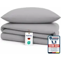 Komfortec Premium Dekbedovertrek 135x200 cm + Kussensloop 80x80 cm - 100% Microvezel - 90 g/m² - 2-Delige Superzachte Beddengoedset - met Rits - Grijs