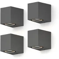 Calex Wandlamp Downlight Sanremo - GU10 - IP54 Water- en Stofbestendig - Geschikt voor Binnen en Buiten - Eenvoudige installatie - Rechthoek - Antraciet – 4-Pack