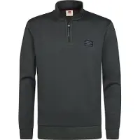 Petrol Industries - Heren Katoenen sweater met korte ritssluiting steelcore - Groen