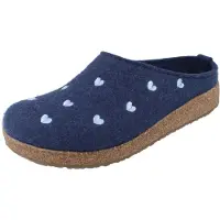 Haflinger Grizzly Cuoricini Damenschuhe Hausschuhe Pantolette Blau Freizeit