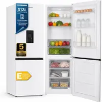 Heinner HC-HM313WDE++ Koel- en vriescombinatie, 313 liter, met waterdispenser, wit