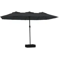 vidaXL Parasol dubbel dak met LED 449x265 cm zwart