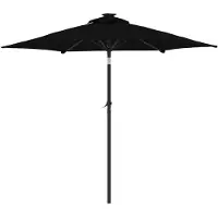 vidaXL Zonneparasol met LED-verlichting en stalen mast, zwart, 225x225x212 cm