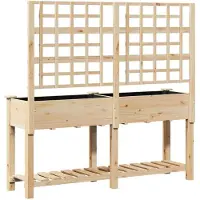 vidaXL Plantenbak Beige 161 x 46 x 152,5 cm Massief Vurenhout