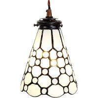 Clayre & Eef hanglamp Tiffany, diameter 15 cm, hoogte 115 cm, wit, bruin glas