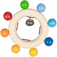 Goki houten grijppring met regenboog kralen