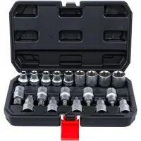 Bgs Dopsleutelset 12,5 mm (1/2") aandrijving T-Star (voor Torx) / E-Type 19 stuks. (1/2", 12,5 mm)