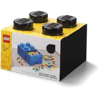 LEGO Zwarte opslagsteen met 4 noppen en een lade