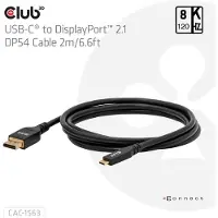 Club 3D USB-C naar DisplayPort 2.1 DP54 Bi-Directionele Kabel 8K120Hz 2m / 6.6ft