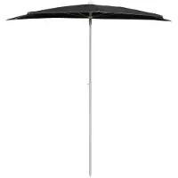 vidaXL Parasol half met paal 180x90 cm zwart